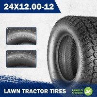 Maxauto 24X12.00-12 Turf Lawn Mower Golf Cart Tractor Tires 4Ply P332 Tubeless  Set Of 2