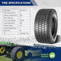 Maxauto 2 Pcs 20X8-10 Turf Saver Tire  20X8.00X10 Lawn & Garden Tire - Lrb/4Ply Tubeless