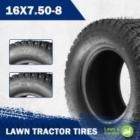 Maxauto 16X7.50-8 16X7.5X8 Turf Saver Lawn Mower Tire 4Ply  Set Of 2