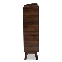 Baxton Studio Lena Mid-Century Modern Walnut Brown Finished 5-Shelf Wood Entryway Shoe Cabinet