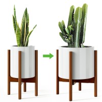 Mudeela Adjustable Bamboo Plant Stand 8 To 12 Inches Single Floor Stand For Indoor Plants Dark Brown Planter Stand Pot Plant