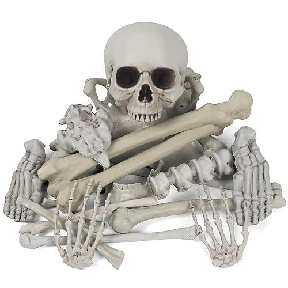 Mokry Party Bag Of Bones Halloween Life Size Skeleton Skull For Decoration And Spooky Graveyard 28 Pcs