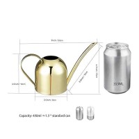 Imeea Gold Watering Can House Watering Can For Indoor Plants Orchid Bonsai Desk Office Stainless Steel Watering Can With Long Spout  15Oz/450Ml