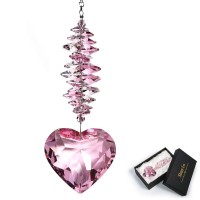 Shario 45Mm Clear Glass Heart Crystal Ball Prism Pendant Suncatcher For Windows Outdoor Garden Hanging D Cor Gifts For Women