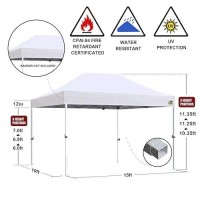 Eurmax Usa 10'X15' Pop Up Canopy Tent Commercial Instant Canopies With Heavy Duty Roller Bag Bonus 4 Sand Weights Bags (White)