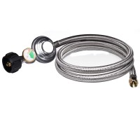 Dozyant 5 Feet Propane Regulator Hose Replacement With Propane Tank Gauge Stainless Steel Braided Hose For Burner Stove Gas Wa