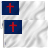 Anley Pack Of 2 Fly Breeze 3X5 Foot Christian Flag Vivid Color And Fade Proof Canvas Header And Double Stitched Religious