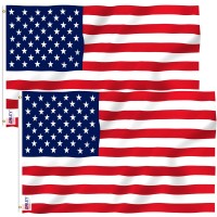 Anley Pack Of 2 Fly Breeze American Us Flag 4X6 Foot Polyester Vivid Color And Fade Proof Canvas Header And Brass Grommets