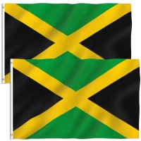 Anley Pack Of 2 Fly Breeze 3X5 Foot Jamaica Flag Vivid Color And Fade Proof Canvas Header And Double Stitched Jamaican Nat