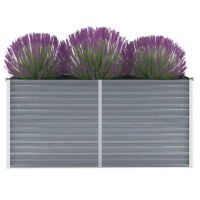 vidaXL Galvanized Steel Garden Raised Bed WeatherResistant Outdoor Planter for Plants Vegetables or Flowers 63x157x313
