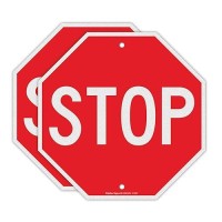 Faittoo Stop Sign 2 Pack Street Slow Warning Reflective Signs 12 X 12 Inches Octagon 040 Rust Free Aluminum Uv Protected