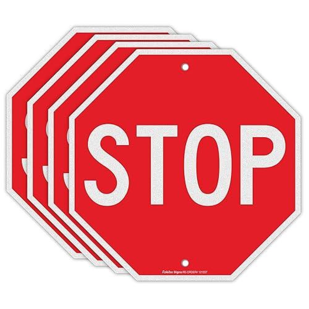 Stop Signs Street Slow Warning Signs 4 Pack 12 X 12 Inches Octagon 040 Rust Free Aluminum Reflective Uv Protected And Wa