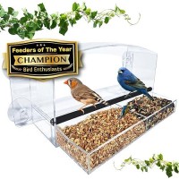 Nature Gear Window Bird Feeder  Acrylic Bird House With Sliding Tray  Clear Bird Feeders With Strong Suction Cups For Windows  Weather Resistant & Easy To Clean Bird Houses  Dome