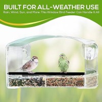 Nature Gear Window Bird Feeder  Acrylic Bird House With Sliding Tray  Clear Bird Feeders With Strong Suction Cups For Windows  Weather Resistant & Easy To Clean Bird Houses  Dome