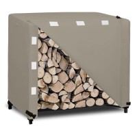 Easygoing 4 Feet Outdoor Log Rack Cover 600D Heavy Duty Waterproof Weatherproof Firewood Cover With Openable Front Flap48X24