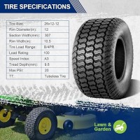 Maxauto 26X12-12 26X12X12 Turf Tires For Lawn & Garden Mower 4 Ply Tubeless  Set Of 2