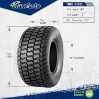 Maxauto 26X12-12 26X12X12 Turf Tires For Lawn & Garden Mower 4 Ply Tubeless  Set Of 2