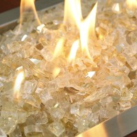 Grisun Gold Fire Glass For Fire Pit 12 Inch High Luster Reflective Tempered Glass Rocks For Natural Or Propane Fireplace Saf