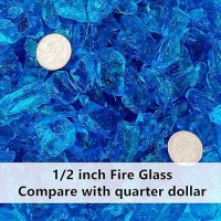 Grisun Caribbean Blue Fire Glass For Fire Pit 12 Inch Tempered Glass Rocks For Natural Or Propane Fireplace Safe For Outdoor