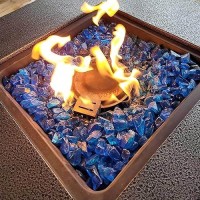 Grisun Caribbean Blue Fire Glass For Fire Pit 12 Inch Tempered Glass Rocks For Natural Or Propane Fireplace Safe For Outdoor