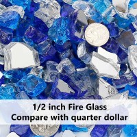 Grisun Fire Glass For Fire Pit 12 Inch 10 Pounds High Luster Reflective Tempered Glass Rocks For Natural Or Propane Fireplace