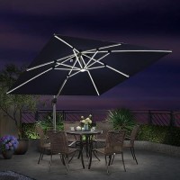 Purple Leaf 10 Feet Double Top Deluxe Solar Powered Led Square Patio Umbrella Offset Hanging Umbrella Outdoor Market Umbrella Ga