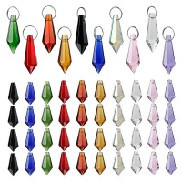 Hdcrystalgifts 50Pcs 38Mm Crystal Icicle Pendant Chandelier Prisms Drops Lamp Candle Holders Curtain Diy Partsmulticolor