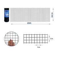 Black Pvc Coated Welded Wire Mesh Garden Economy Fence 24 Inch X 25 Foot1 Inch X 1 Inch 16Ga