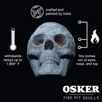 Osker Ceramic Fireproof Fire Pit Skull Log For Bonfire Campfire Fireplace Firepit Halloween Decor For Gas Propane Or Wo