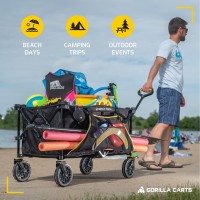 Gorilla Carts 7 Cubic Feet Collapsible Folding Outdoor Utility Sports Beach Wagon With 150 Pound Capacity Oversized Bed Cup