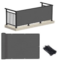 Love Story 3 X 10 Charcoal Balcony Screen Privacy Fence Cover Hdpe Uv Protection Weatherresistant 3 Ft Height Shield For De