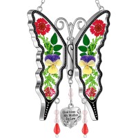 Kybosam Butterfly Suncatcher Stained Glass God Bless My Motherinlaw Butterfly Sun Catcher Hanging For Window Wind Chime Charm