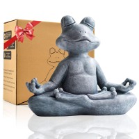 Goodeco 125 L10 H Meditating Yoga Frog Statue Gifts For Womenmom Zen Garden Frog Figurines For Home And Garden Decor F