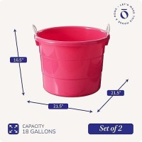 Homz 0402Pkdc Stackable Plastic 18 Gallon Utility Storage Container Bucket Tubs With Rope Handles  Pink  Set Of 2 Buckets