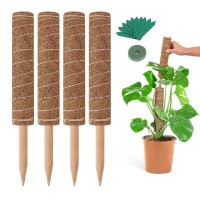 Growneer 42 Inch Moss Pole 4 Pcs 15 Inch Coco Coir Pole For Potted Plants Stackable Totem Pole Sticks With 15Pcs Labels And 78