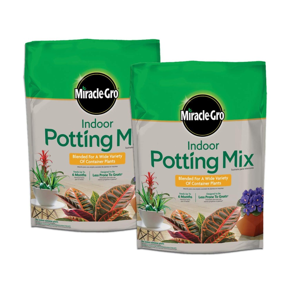 Miraclegro Indoor Potting Mix Blended For A Variety Of Houseplants Feeds For Up To 6 Months 6 Qt 2Pack