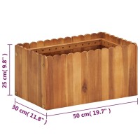 vidaXL Rectangular Planter Planter Flower Pot Planter Plant Pot Garden Balcony Porch Outdoor 50 x 30 x 25 cm Solid Acacia Wood