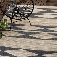 Fab Habitat Outdoor Rug Waterproof Fade Resistant Creasefree Premium Recycled Plastic Geometric Tribal Patio Deck P