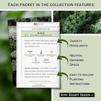 Sow Right Seeds - Kale Seed Collection For Planting - Non-Gmo Heirloom Packet With Instructions To Plant And Grow A Home Vegetable Garden  Great Gardening Gift