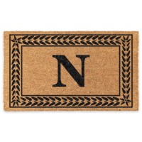 Coco Mats N More Black Leafy Vines Bordered Monogrammed Coco Doormat 18 X 30 With Vinyl Backing Personalized Monogram Out