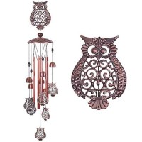 Owl Wind Chimes Outdoor Indoor Decor With 4 Aluminum Tubes 6 Bells 7 Owls 37Inch Waterproof Mobile Romantic Wind Catcher Owl Wi