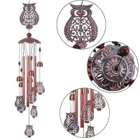 Owl Wind Chimes Outdoor Indoor Decor With 4 Aluminum Tubes 6 Bells 7 Owls 37Inch Waterproof Mobile Romantic Wind Catcher Owl Wi