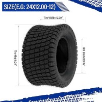 Partsdiyer 24X120012 Lawn Mower Tires 24X1200X12 Tractor Turf Tire 24X120012 Nhs Tires 4Pr Ply Tubeless Set Of 2