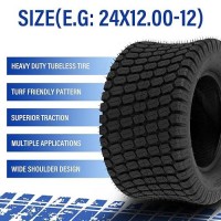 Partsdiyer 24X120012 Lawn Mower Tires 24X1200X12 Tractor Turf Tire 24X120012 Nhs Tires 4Pr Ply Tubeless Set Of 2