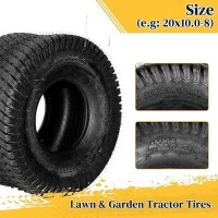 Partsdiyer 20X10008 4Pr Lawn Mower Tires 20X10008 Tractor Turf Tire 20X1000X8 Nhs Tires 4Pr Ply Tubeless Set Of 2