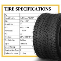 Partsdiyer 20X10008 4Pr Lawn Mower Tires 20X10008 Tractor Turf Tire 20X1000X8 Nhs Tires 4Pr Ply Tubeless Set Of 2