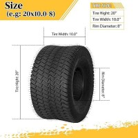 Partsdiyer 20X10008 4Pr Lawn Mower Tires 20X10008 Tractor Turf Tire 20X1000X8 Nhs Tires 4Pr Ply Tubeless Set Of 2