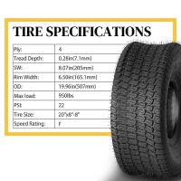 Partsdiyer 20X8008 Lawn Mower Garden Tires 20X800X8 Turf Tractor Golf Cart Tubeless Tires Set Of 2 4Ply