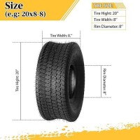 Partsdiyer 20X8008 Lawn Mower Garden Tires 20X800X8 Turf Tractor Golf Cart Tubeless Tires Set Of 2 4Ply