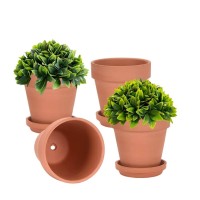 Vensovo 6 Inch Clay Pot For Plant With Saucer 4 Pack Large Terra Cotta Plant Pot With Drainage Hole Flower Pot With Tray Ter